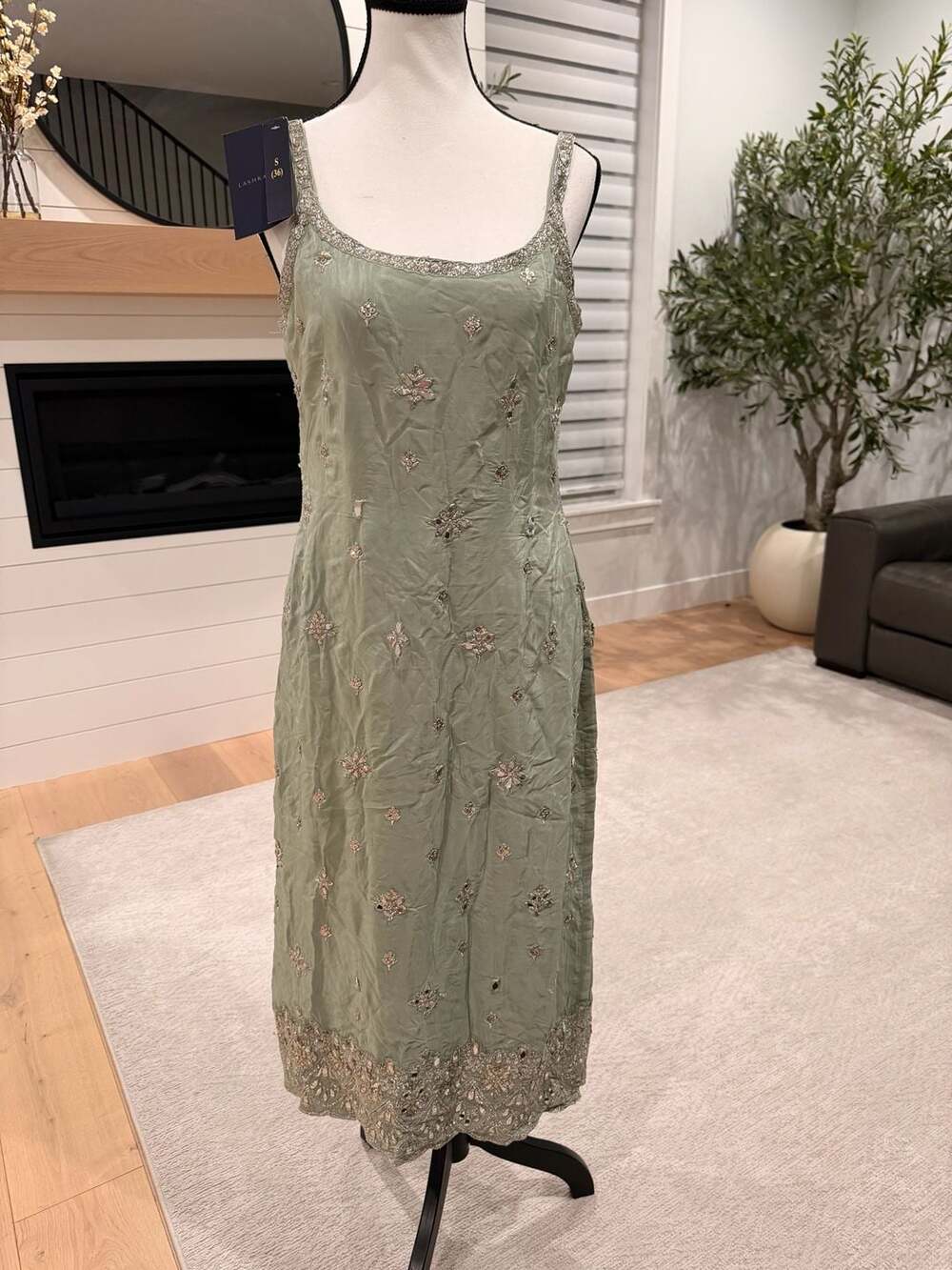 Lashkaraa Pista Green Embroidered and Beaded Kurti / Tunic Dress